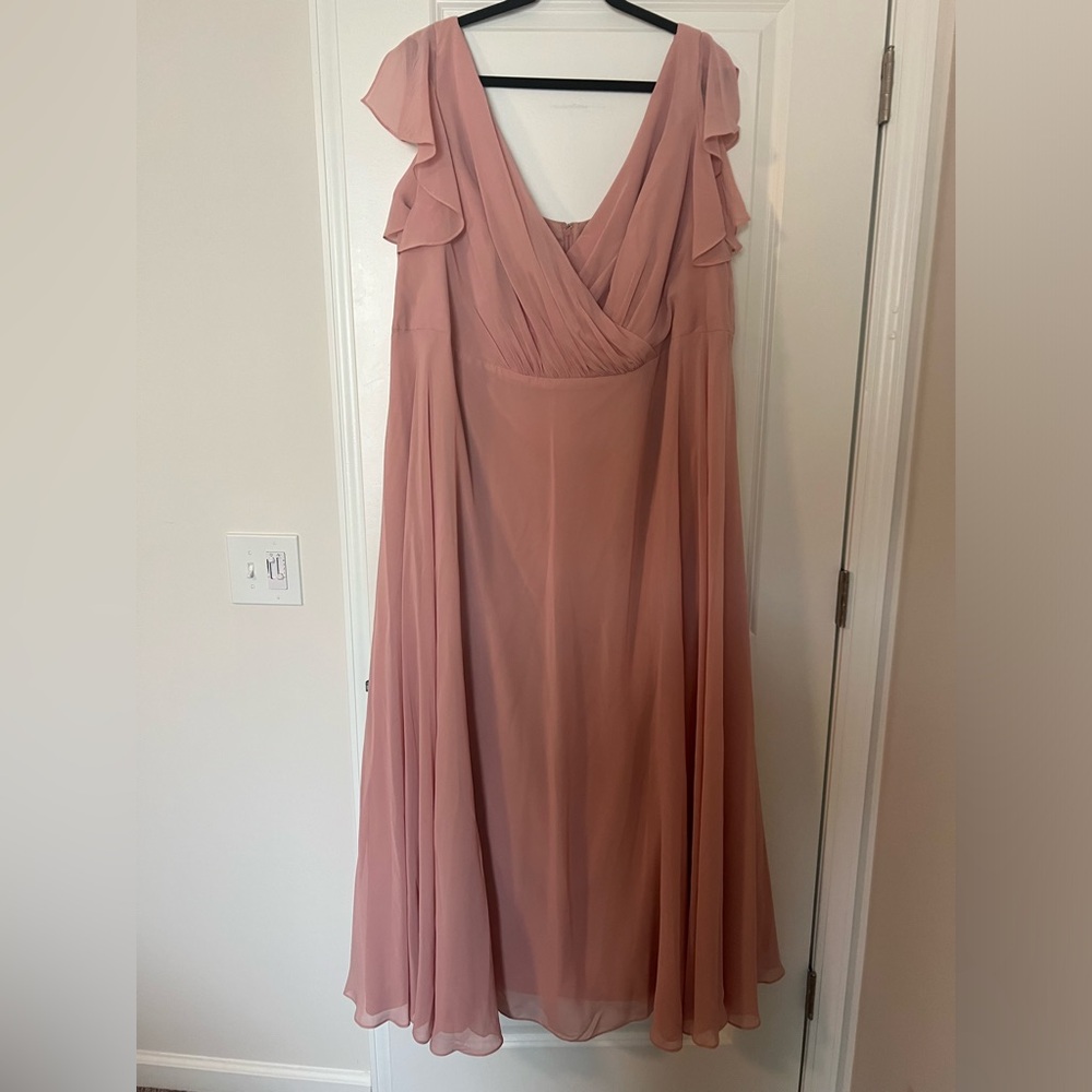 David's Bridal Pink Maxi Dress Elegant Flowing Design
